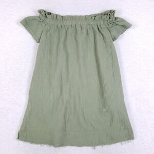 Amadi Off Shoulder Dress Pockets Sage Boho Cottagecore Coastal Size L Made USA